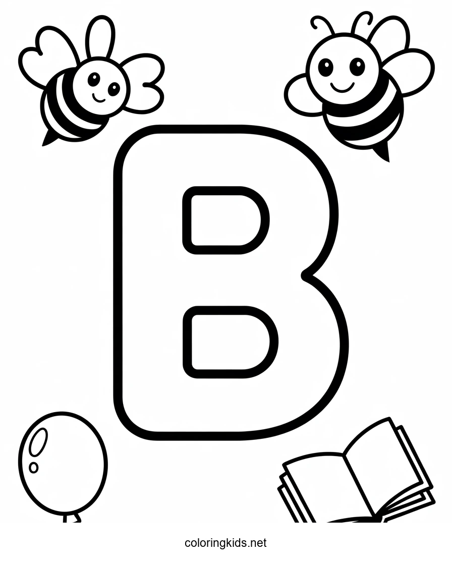 Letter B coloring pages of alphabet (B letter words)…