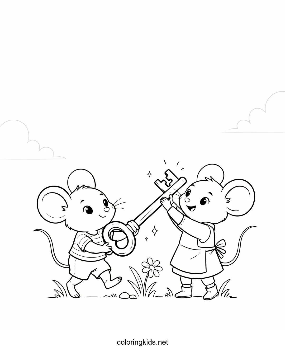Cinderella – Mice & Key coloring pages for kids, printable free