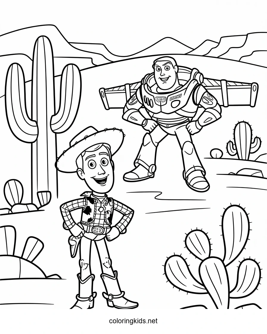 Cowboys from Toy story coloring pages for kids, prin…