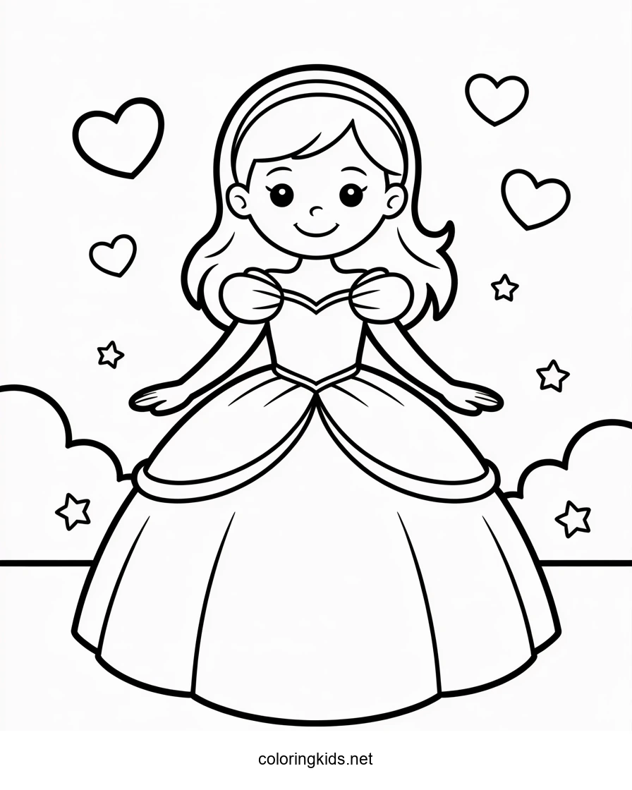 Dress coloring page for girls, printable free