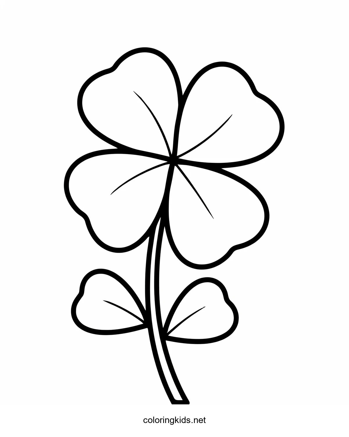 Four-Leaf Clover coloring pages for kids, printable free