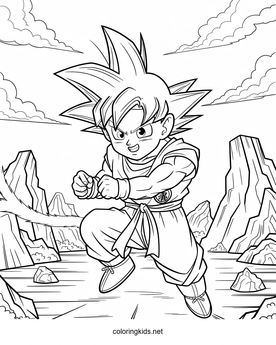 Goku Dragon ball Z anime coloring pages for kids, pr…