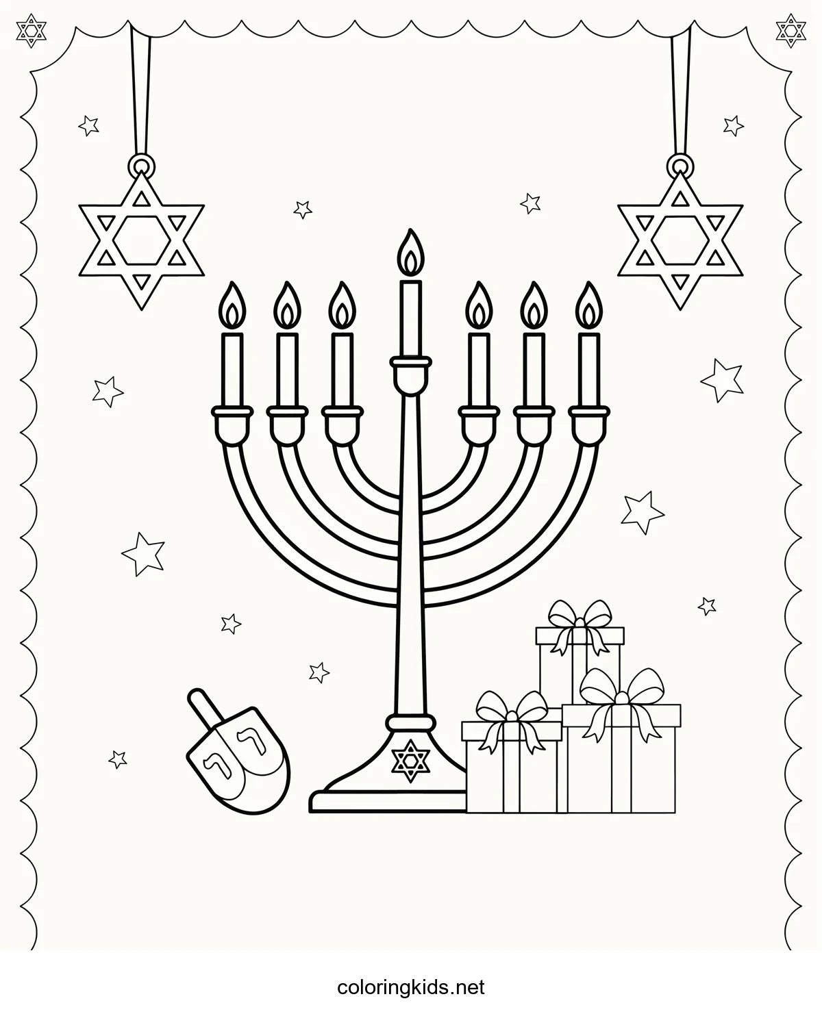 Hanukkah coloring pages for kids, printable free