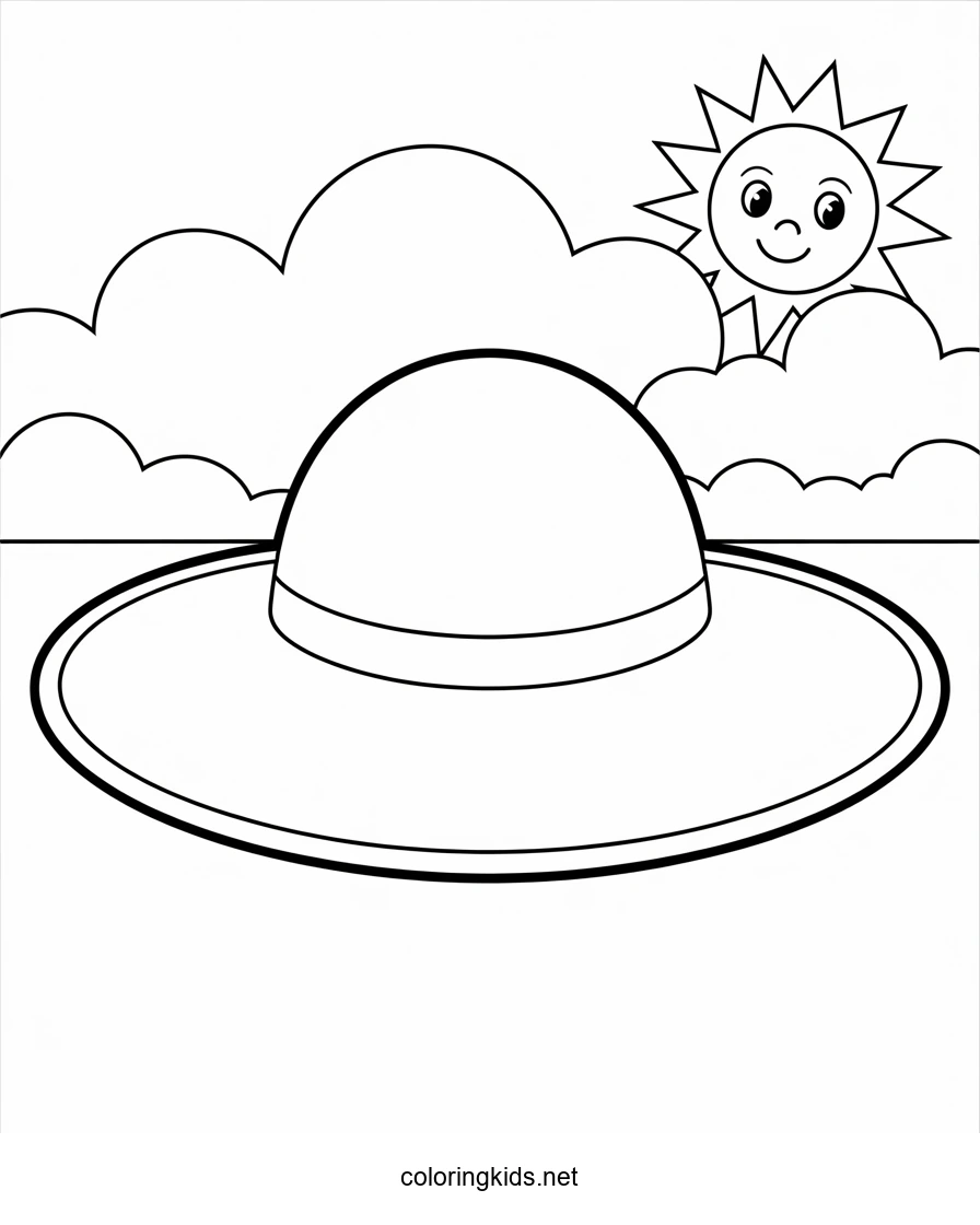 Hat coloring pages for kids, printable drawing