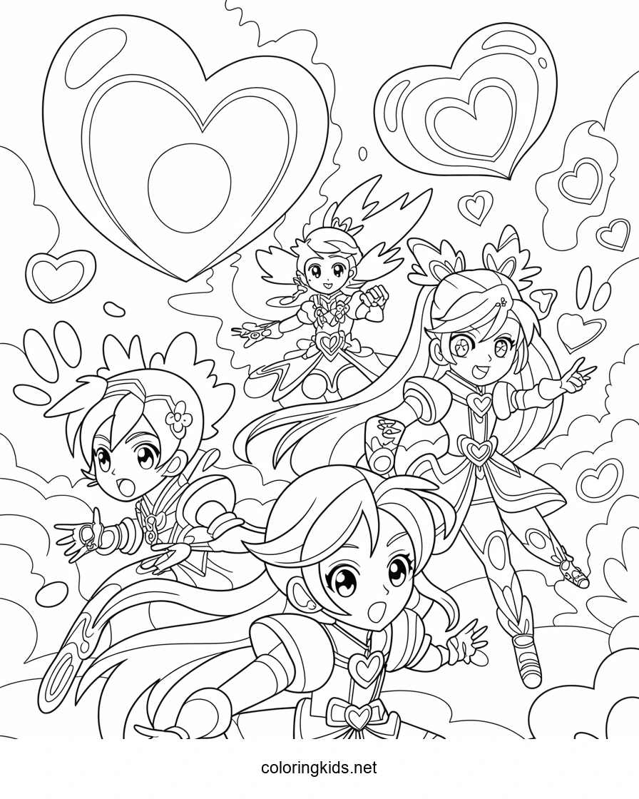 Heart catch Pretty cure coloring pages for kids, pri…