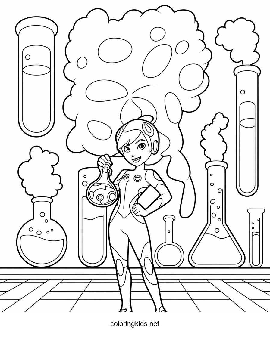 Honey Lemon hero girl coloring page for kids, printa…