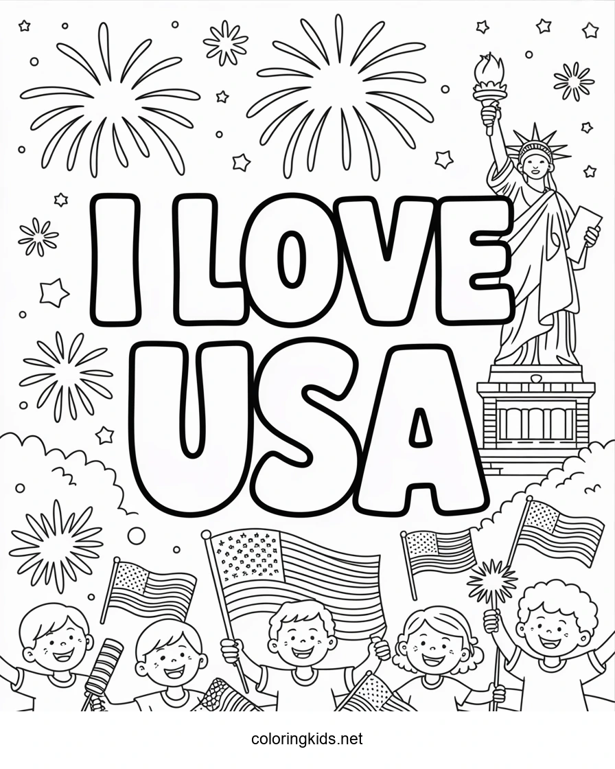 I love USA coloring pages, July 4 independence day c…