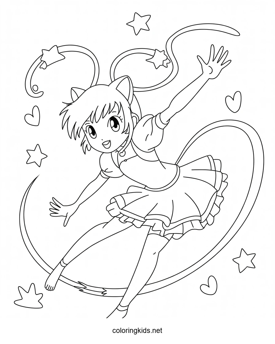 Ichigo from Mew-mew anime coloring pages for kids, p…