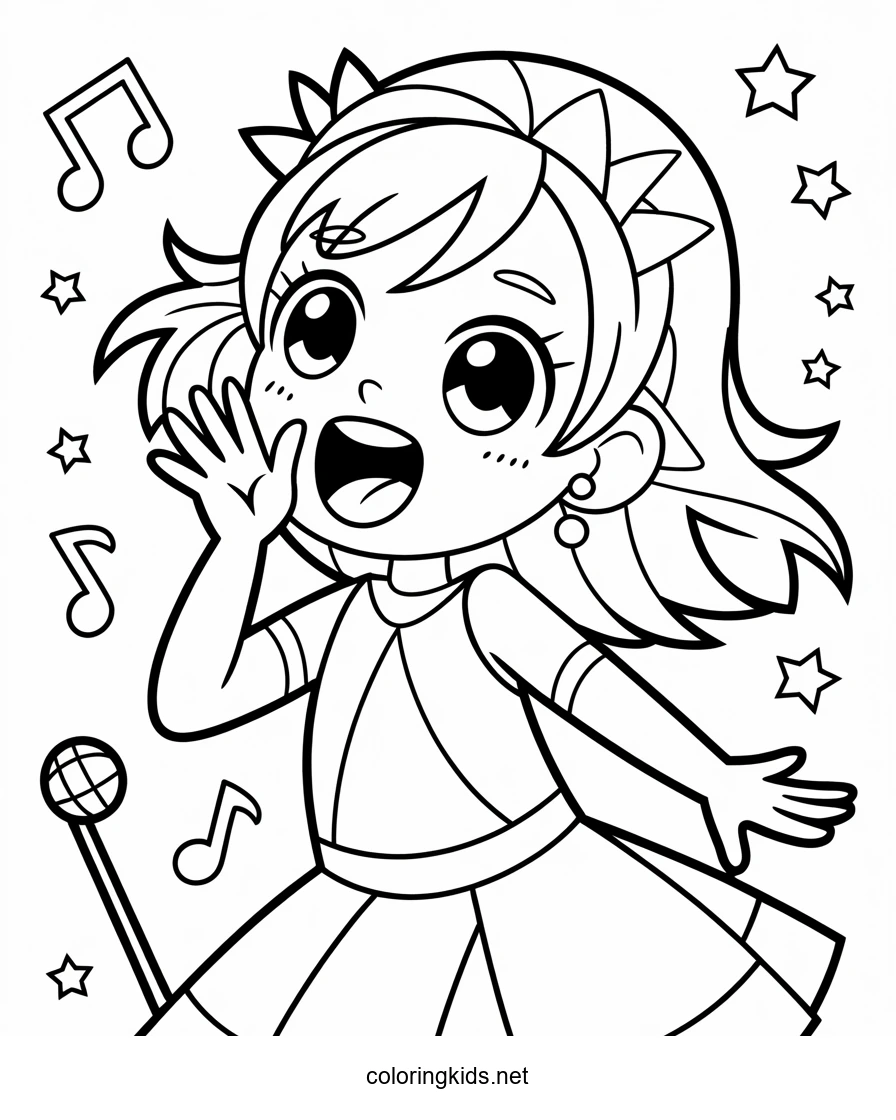 Kilari sings coloring pages for kids, printable free
