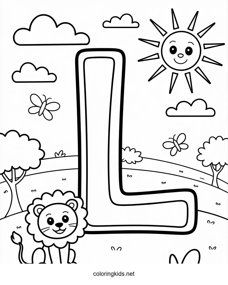Letter L coloring pages of alphabet (L letter words)…