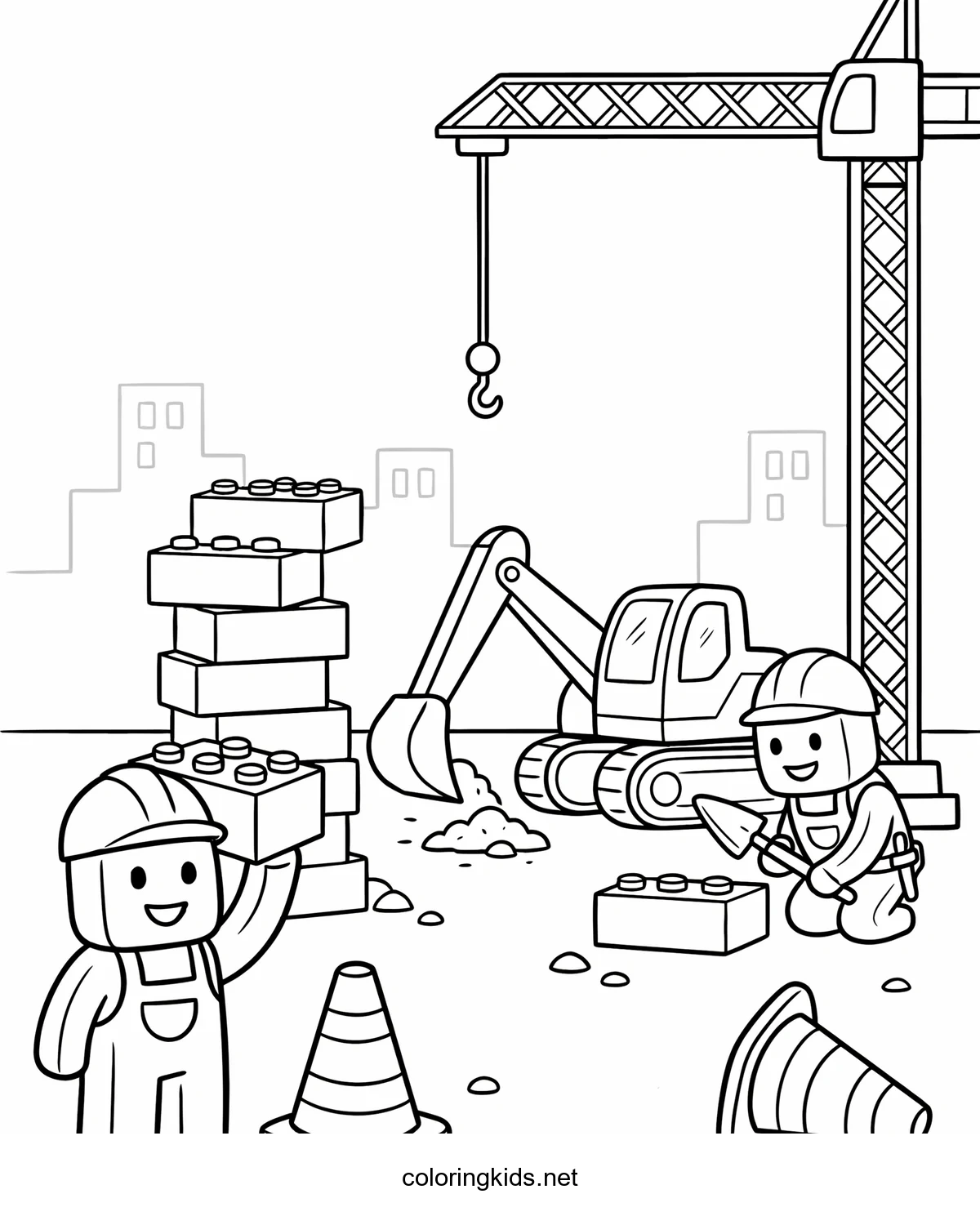 Lego Construction Site coloring pages for kids, printable free