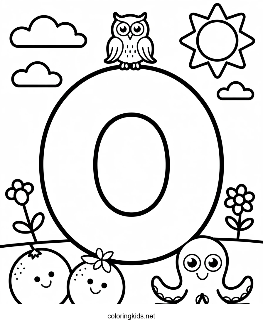 Letter O coloring pages of alphabet (O letter words)…