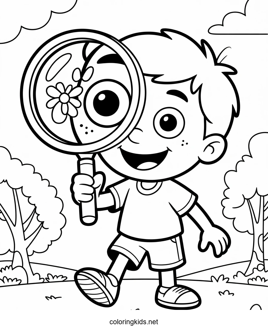 May, Sid and magnifying glasses coloring pages for k…