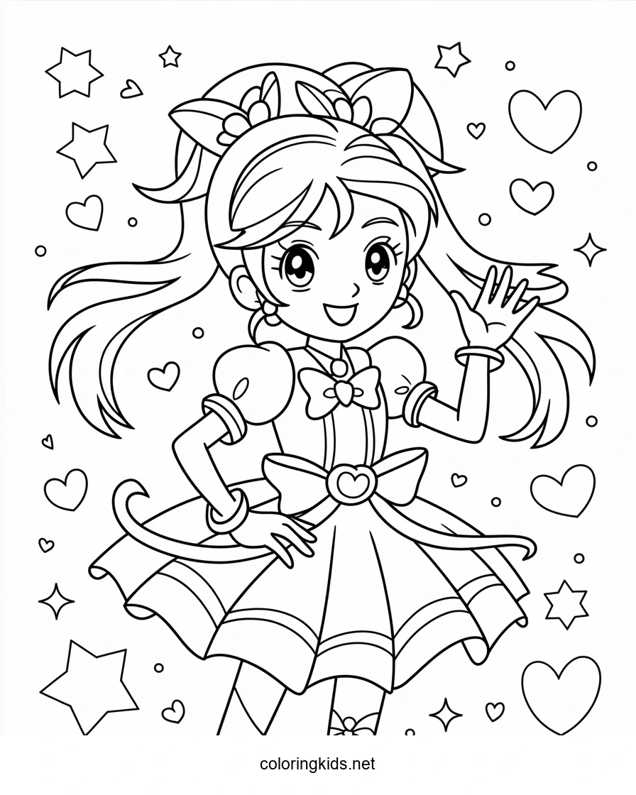 Nice girl from Pretty cure coloring pages for kids,…