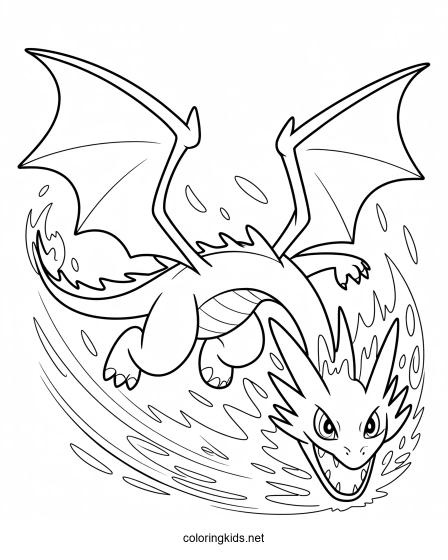 Pokemon dragon manga coloring pages for kids, printa…