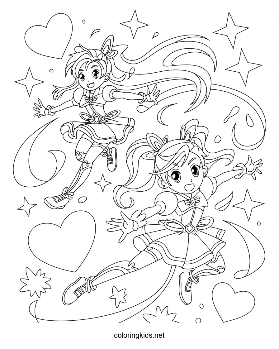 Pretty cure coloring pages for girls, printable free