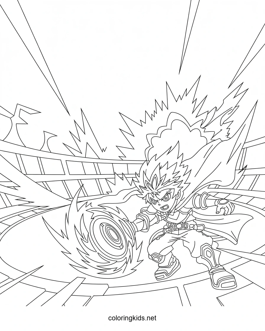 Rago Beyblade anime coloring pages for kids, printab…