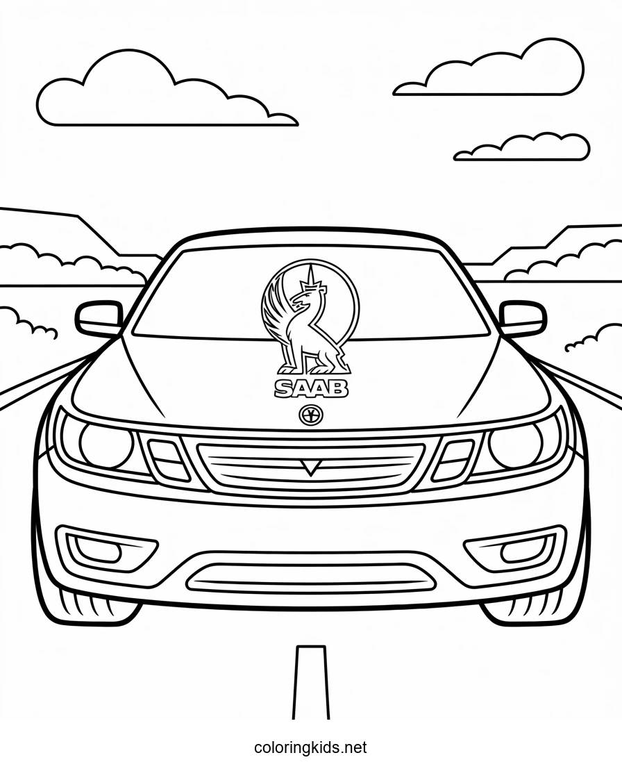 Saab logo coloring pages online (Logos of saab car c…