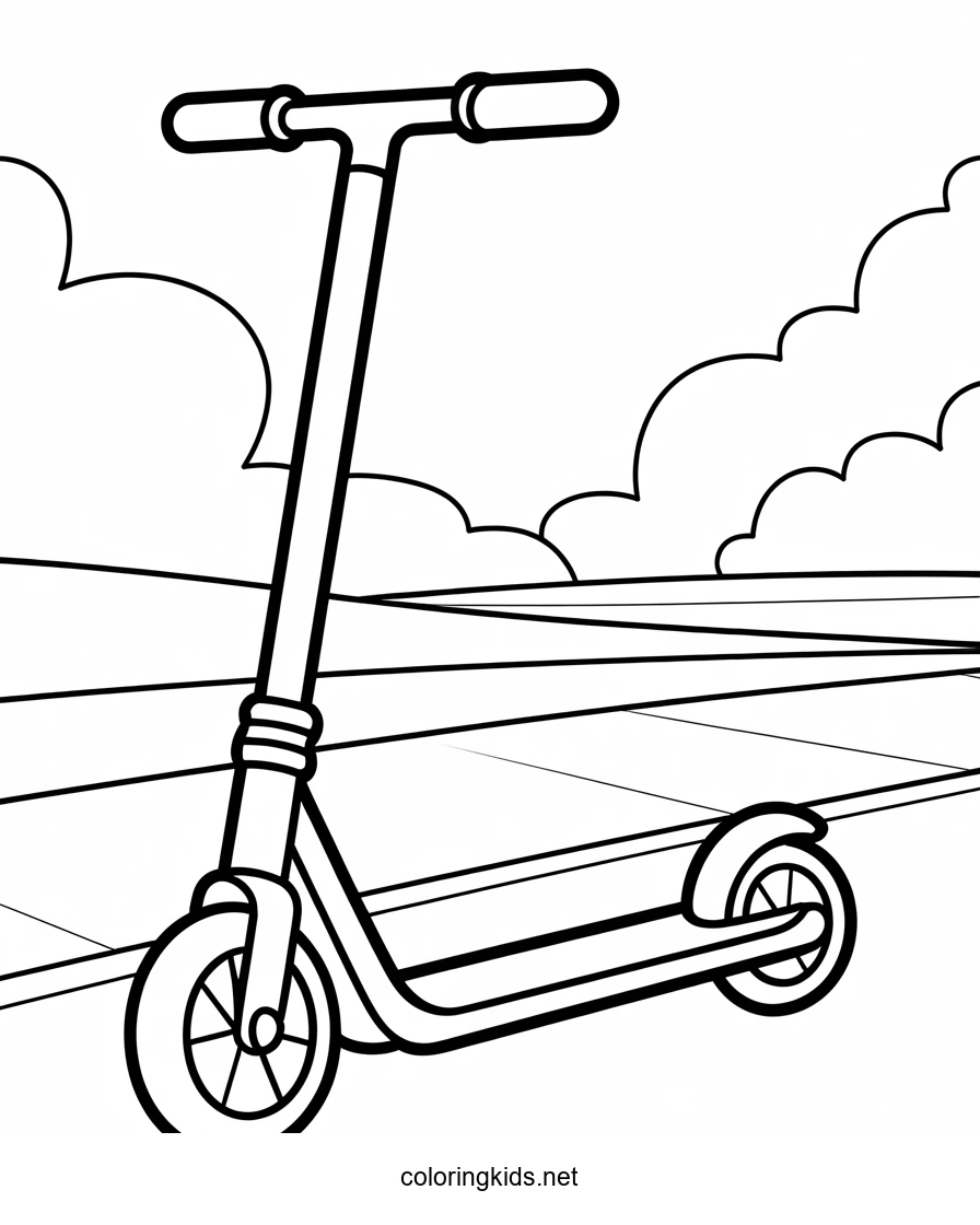 Scooter transportation coloring pages for kids, prin…