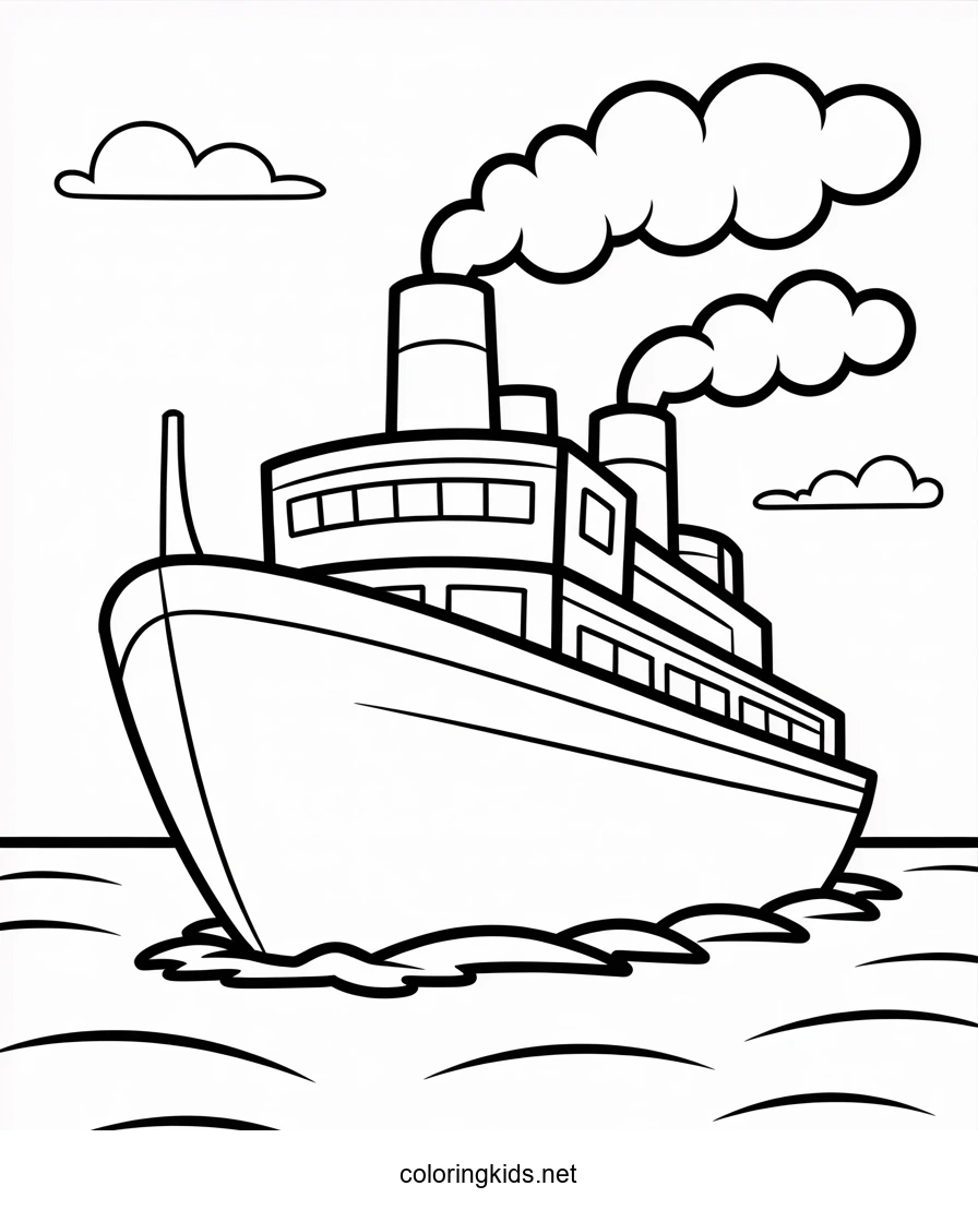 Ship transportation coloring pages steamship for kid…
