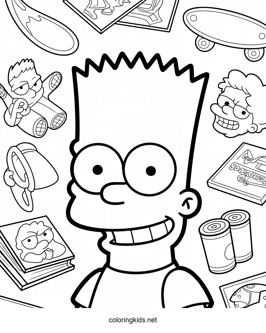 Simpsons Bart coloring pages for kids printable free