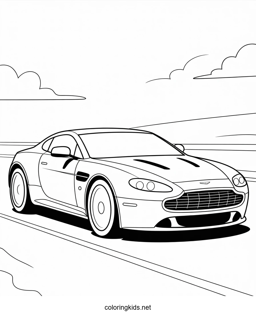 Super car Aston martin V8 vantage coloring page for…
