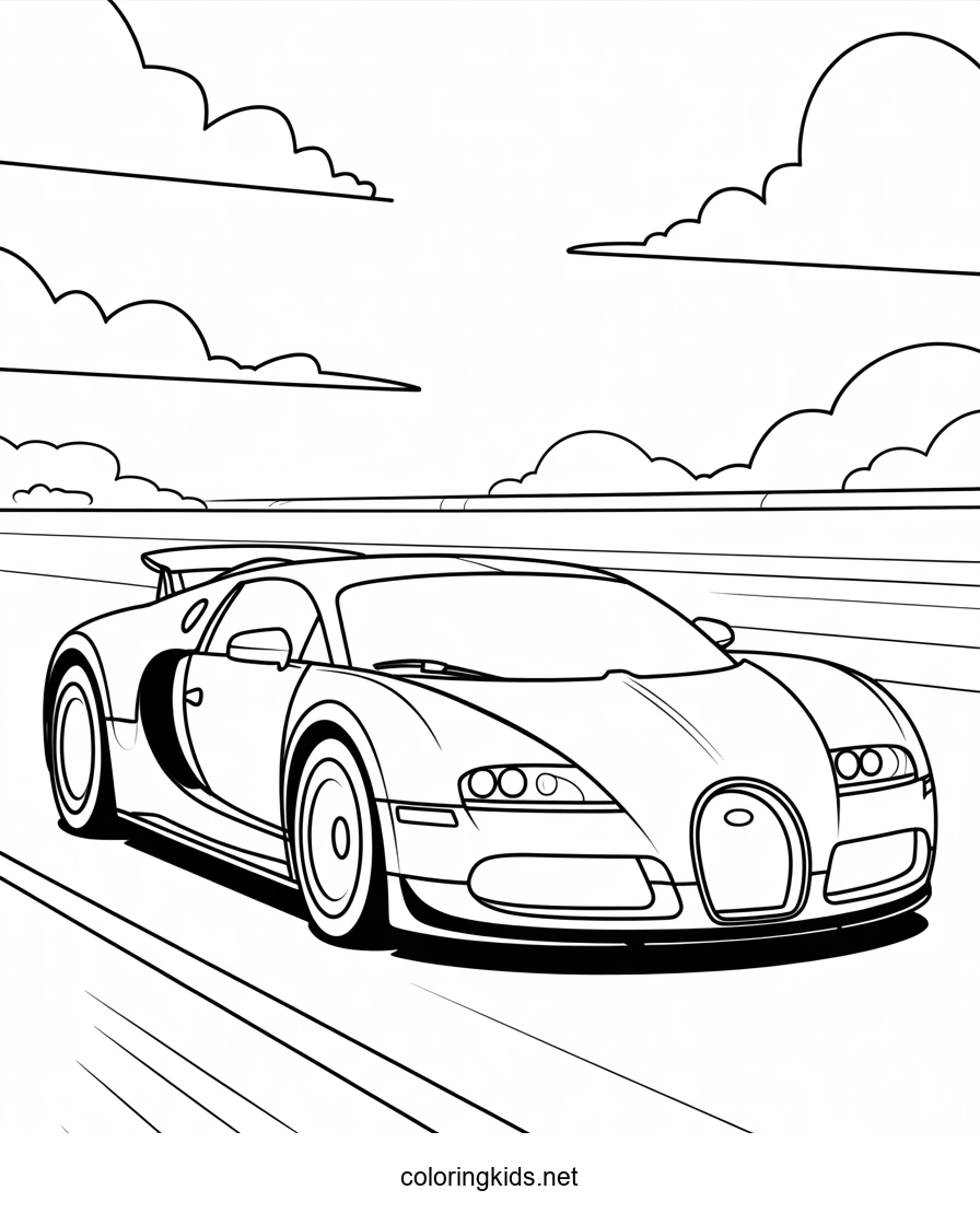 Super car Buggati Veyron coloring page, cool car pri…