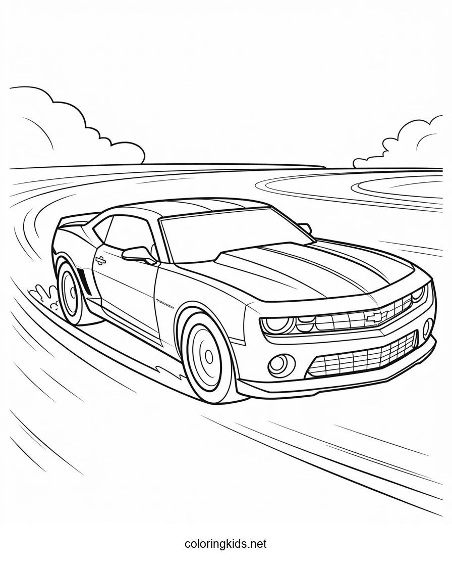 Super car Chevrolet Camaro coloring page, cool car p…