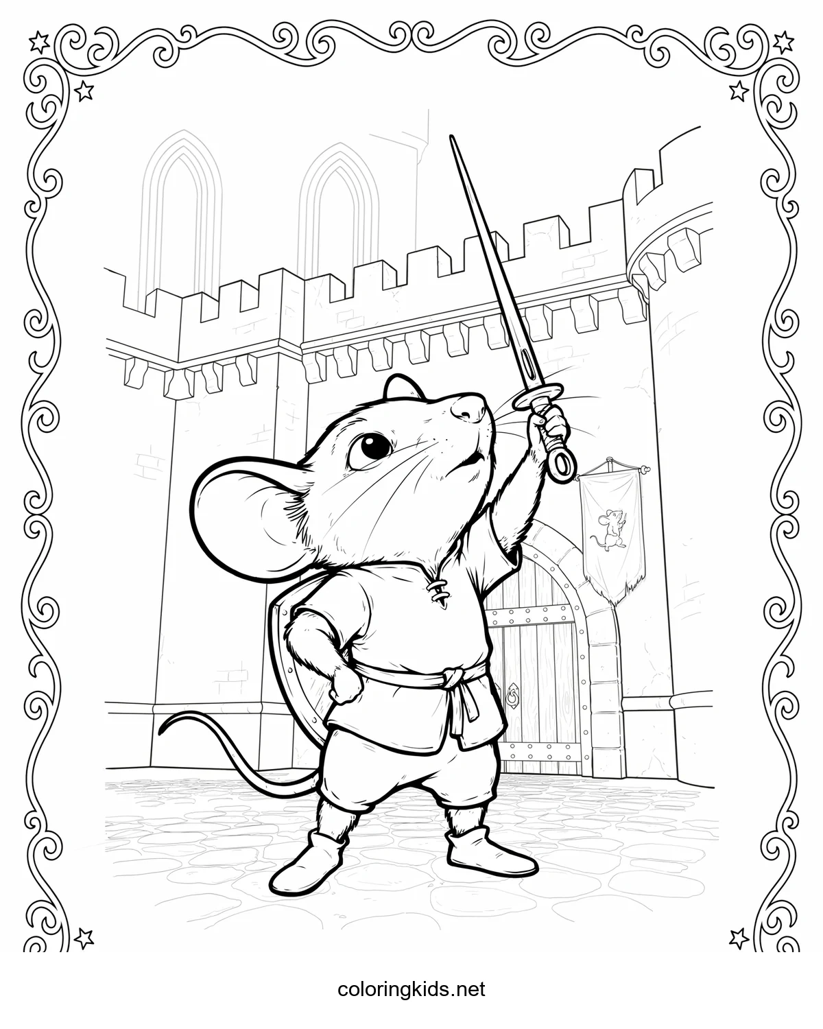 Tale of Despereaux coloring pages for kids, printable free