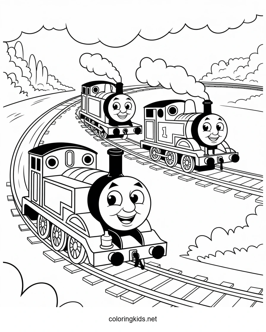 Thomas and friends coloring pages three trains for k…